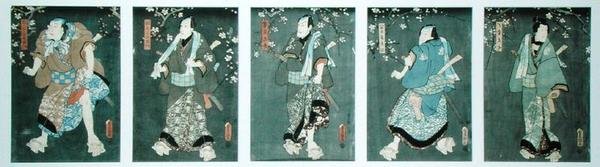 Cinco personagens de uma peça de Toyokuni (Pentatych) (ver também de Utagawa Kunisada