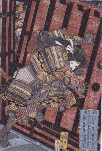Hangaku defendendo o portão, c.1830 de Utagawa Kunisada
