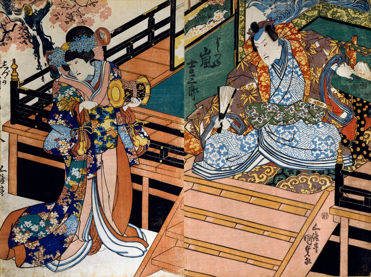 Shiki no Nagame Maru-ni-I no Toshi, ator Toshi, cena de The Four Seasons de Utagawa Kunisada