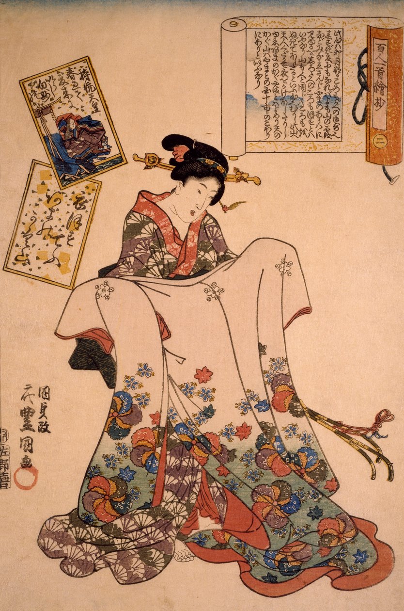 Mulher com Vestidos Sumptuosos, de Utagawa Kunisada de Utagawa Kunisada