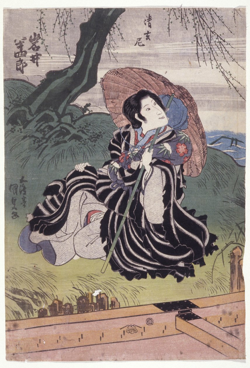 Iwai Hanshir? In The Role Of The Nun Seigen (impressão em bloco de madeira a cores) de Utagawa (1786 1865) Kunisada
