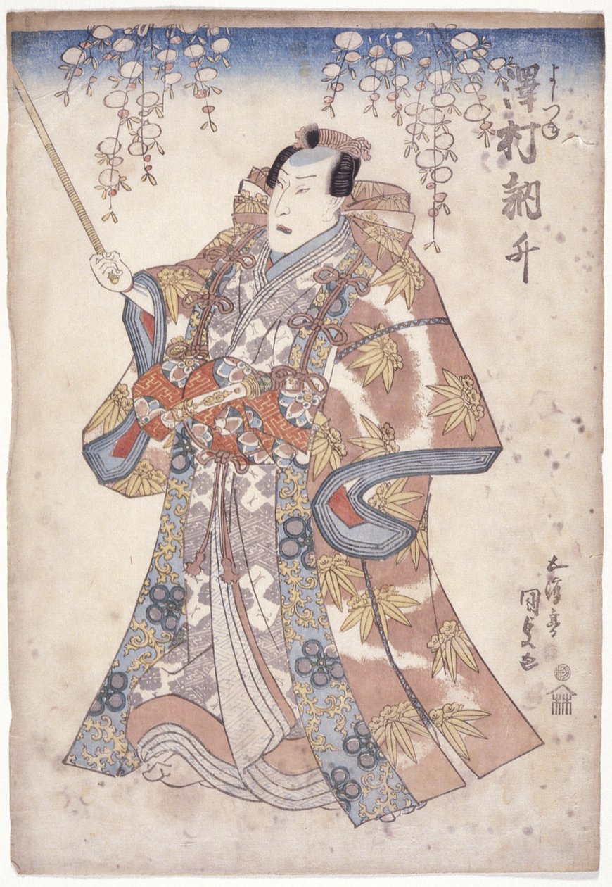 Sawamura Tossh? In The Role Of Yoshitsune (impressão em bloco de madeira a cores) de Utagawa (1786-1865) Kunisada