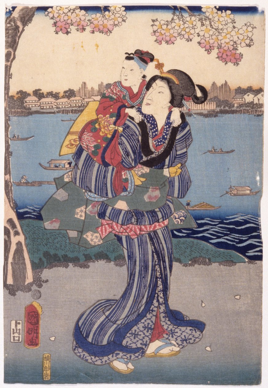 Ver as flores de cerejeira em Mukjima (Mukjima Hanami No Zu) de Utagawa (1835 1888) Kuniaki