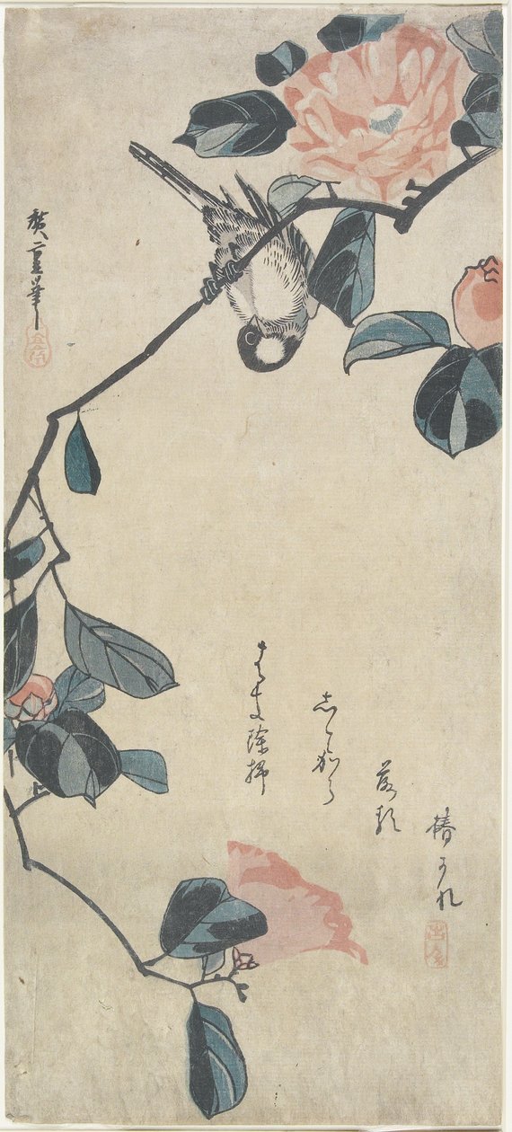 (Pássaro na camélia), início do século XIX de Utagawa Hiroshige