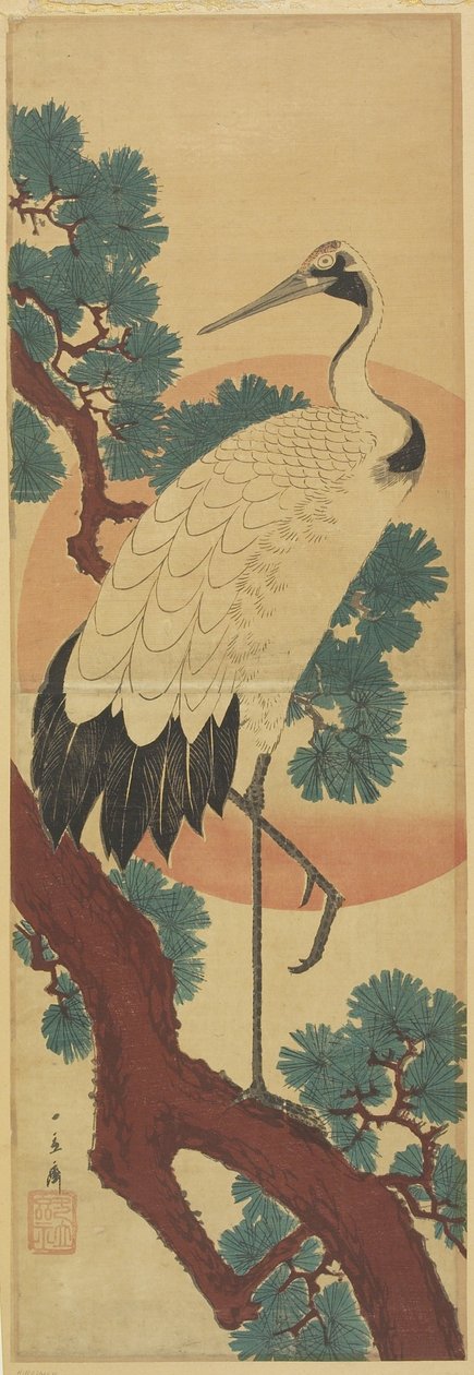 (Guindaste no ramo de pinheiro) de Utagawa Hiroshige