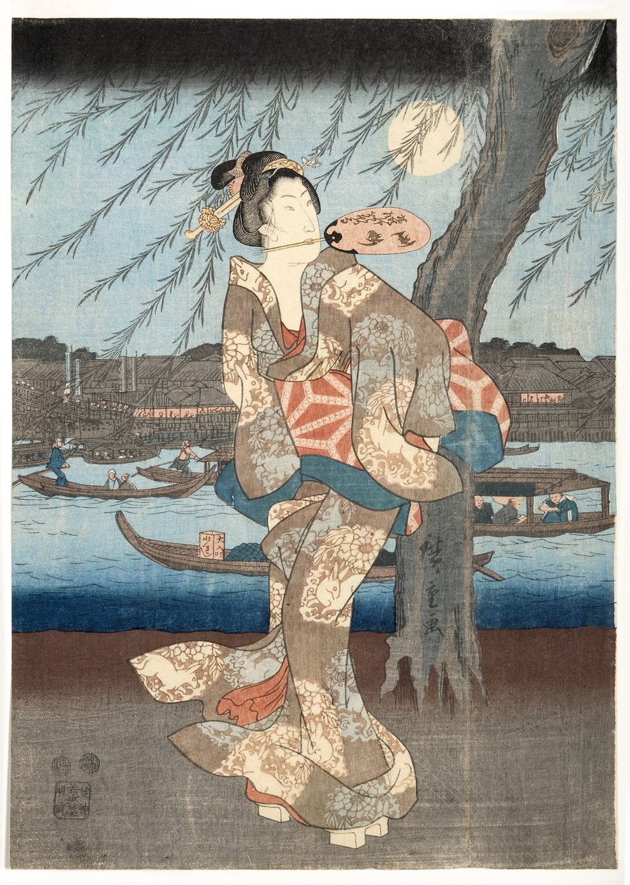 Uma noite fria de verão em Ryogoku, 1848-51 (woodblock) de Utagawa Hiroshige