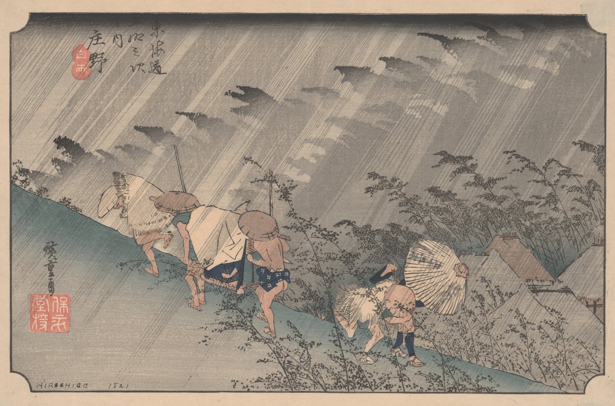 Depois de &39;A Shudden Shower no Shono&39; de 53 estações do Tokaido de Utagawa Hiroshige