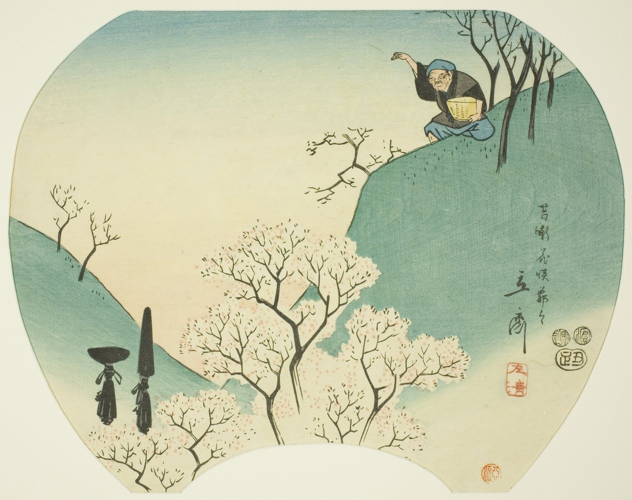 História antiga do velho que fez as árvores florescerem de Utagawa Hiroshige