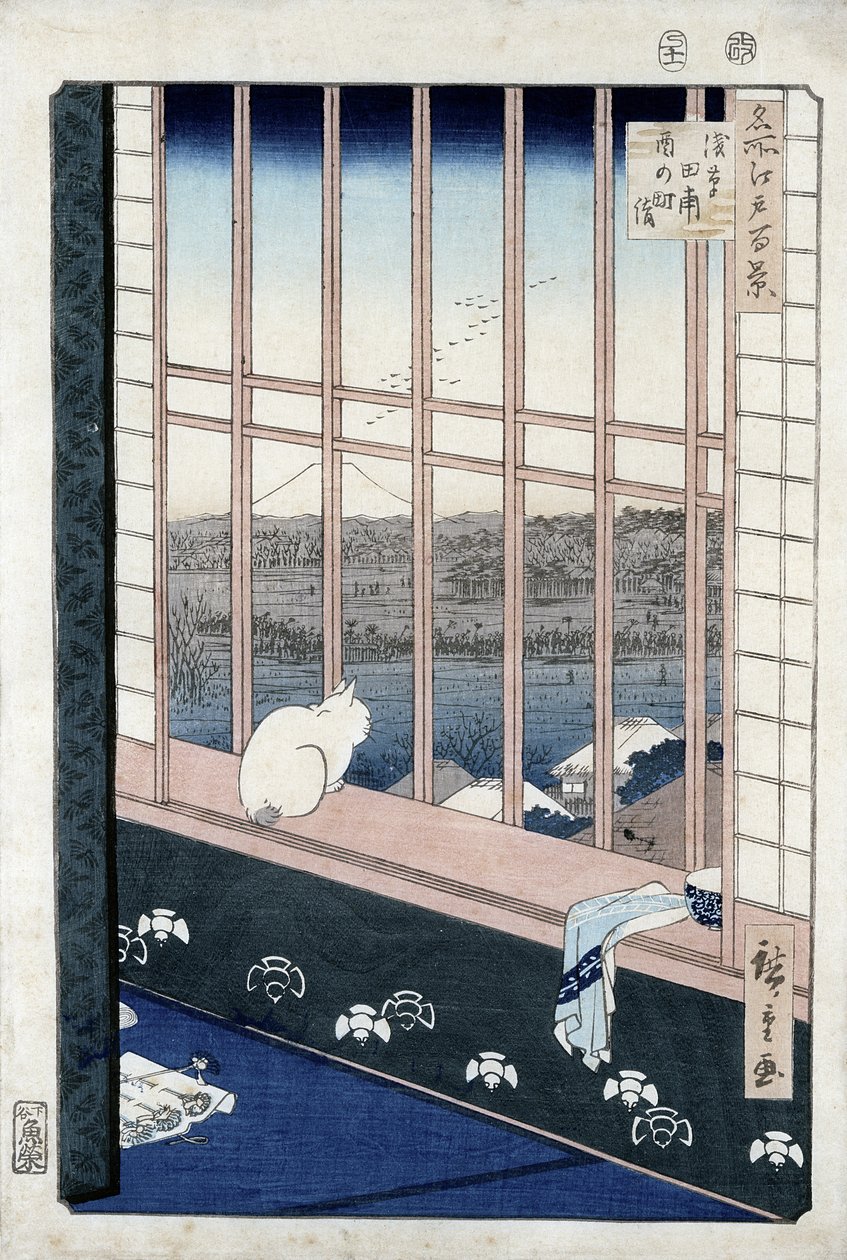Asakusa Rice Fields durante o festival do galo da série &39;Meisho Edo Hyakkei&39; (cem vistas de Edo) 1861 (impressão em xilogravura a cores) de Utagawa Hiroshige