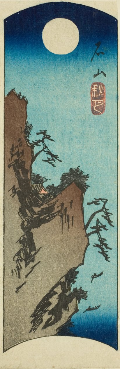 Autumn Moon em Ishiyama (Ishiyama shugetsu), seção de uma folha da série "Oito Vistas de Omi (Omi hakkei)" de Utagawa Hiroshige