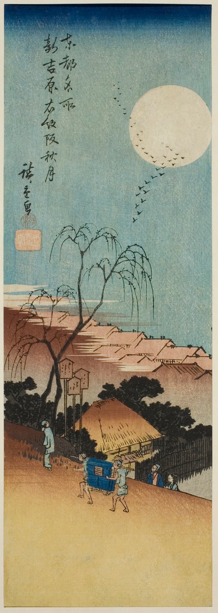 Autumn Moon em New Yoshiwara em Emonzaka (Shin Yoshiwara Emonzaka shugetsu), da série "Vistas famosas da Capital Oriental (Toto meisho)" de Utagawa Hiroshige