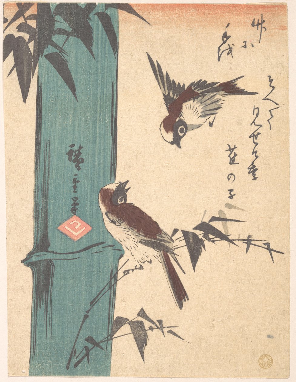 Bambu e pardais de Utagawa Hiroshige