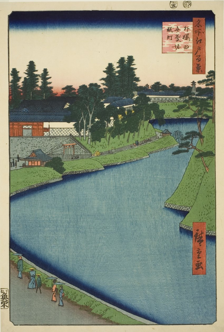 Benkei More from Soto-Sakurada e Koji-cho (Outside Sakurada Benkei-bori Koji-cho), da série `` Ridge dre d Fa net s Views of Edo (One Famous Views of Edo)