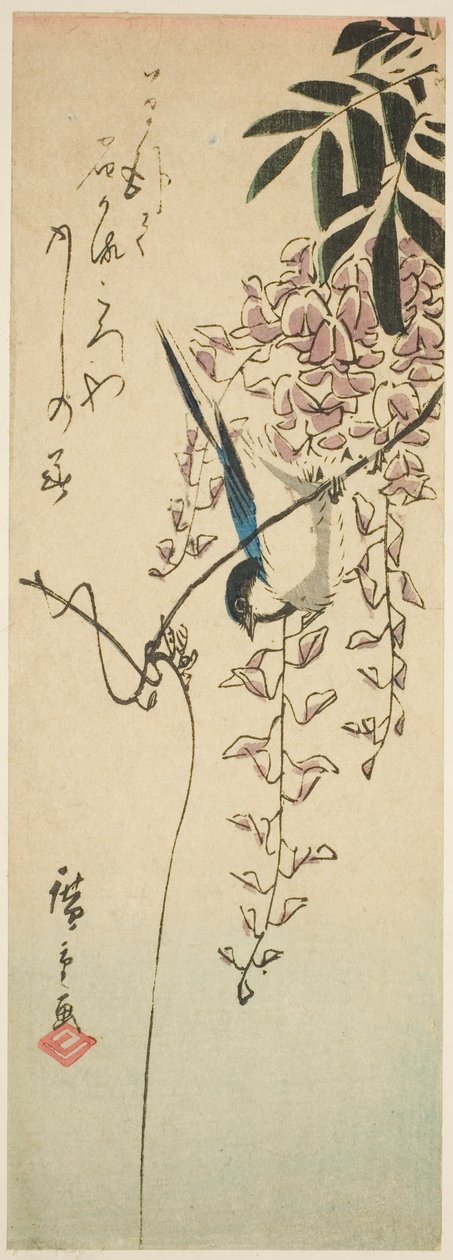 pássaro em glicínias de Utagawa Hiroshige