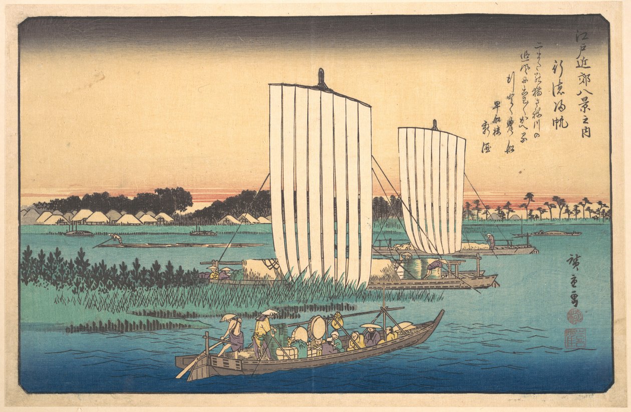 Barcos que regressam a Gyotoku de Utagawa Hiroshige