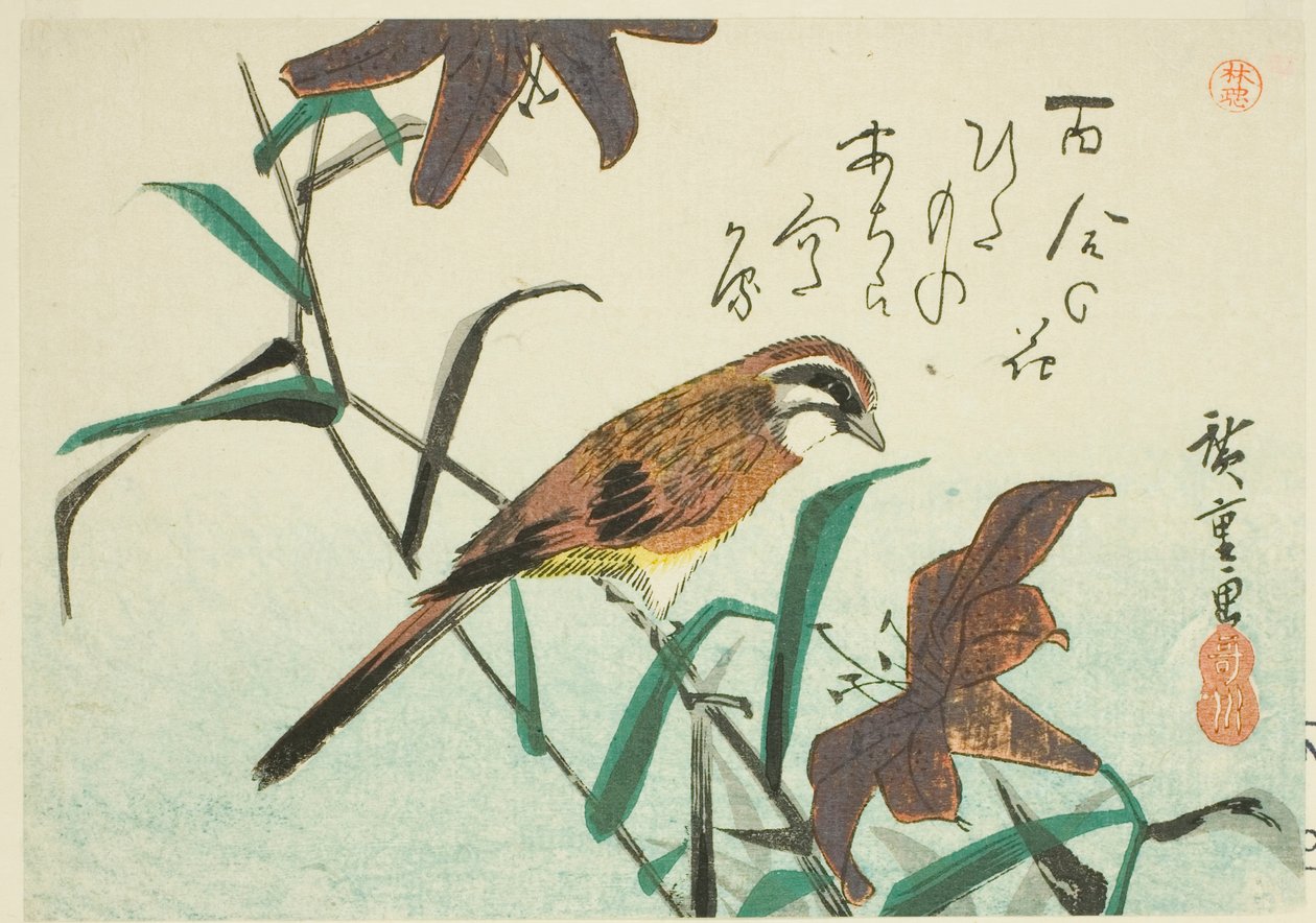 Estamenha e lírios de Utagawa Hiroshige