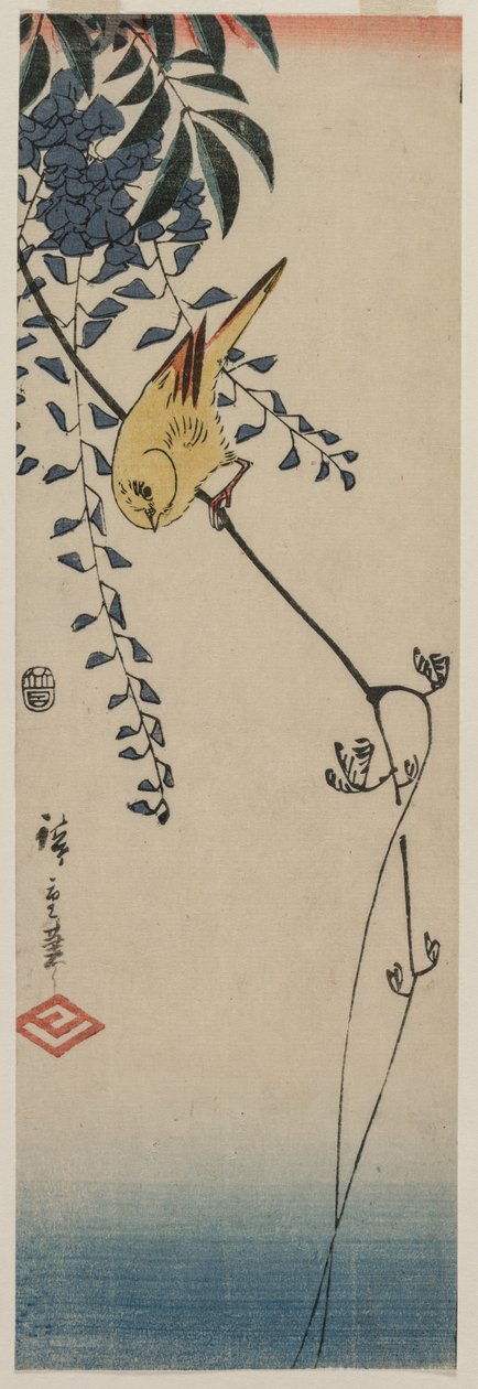Canário e Glicínia de Utagawa Hiroshige