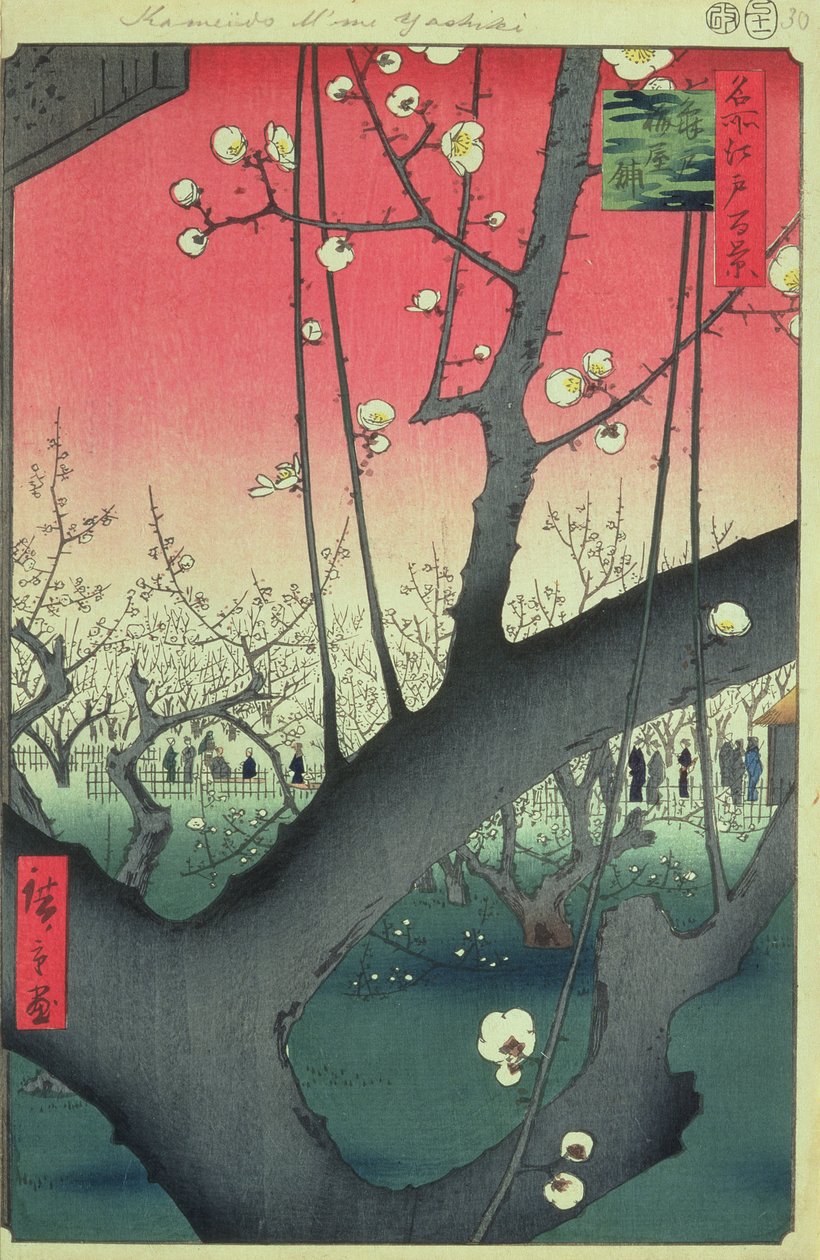 Flor de cerejeira, de cem visões famosas de Edo (impressão de xilogravura) de Utagawa Hiroshige