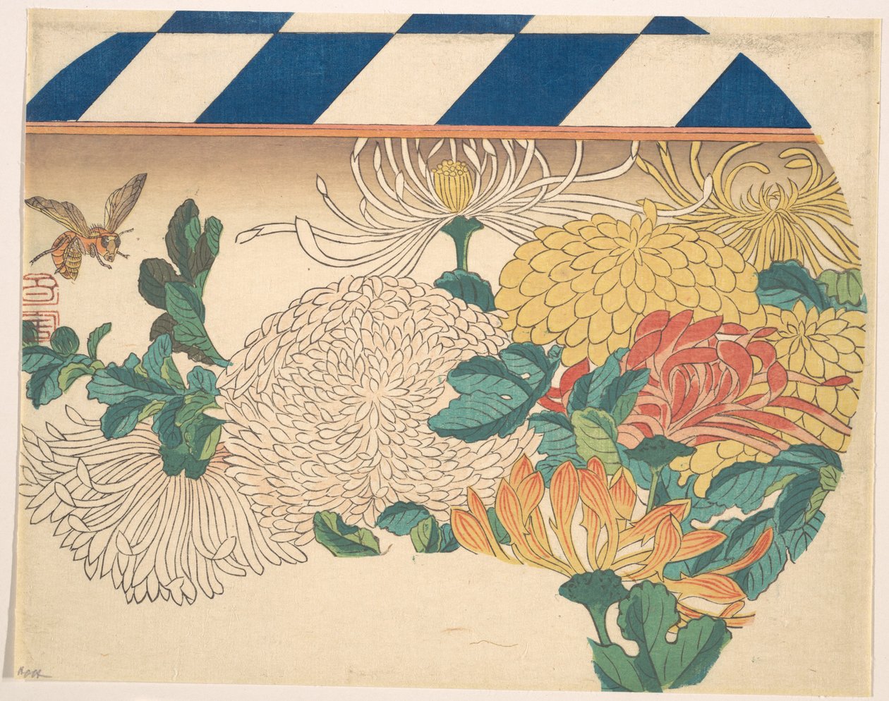 Crisântemos dispostos em forma de leque de Utagawa Hiroshige