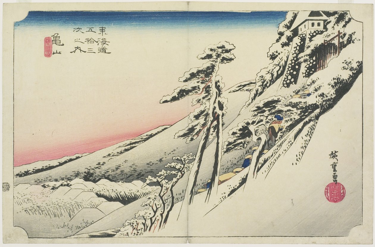 Tempo claro depois da neve, Kameyama, yukibare, c. 1833 de Utagawa Hiroshige