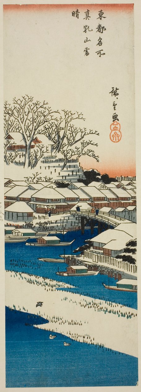 Tempo claro após a neve em Matsuchi Hill (Matsuchiyama no yukibare), da série "Vistas famosas da Capital Oriental (Toto meisho)" de Utagawa Hiroshige