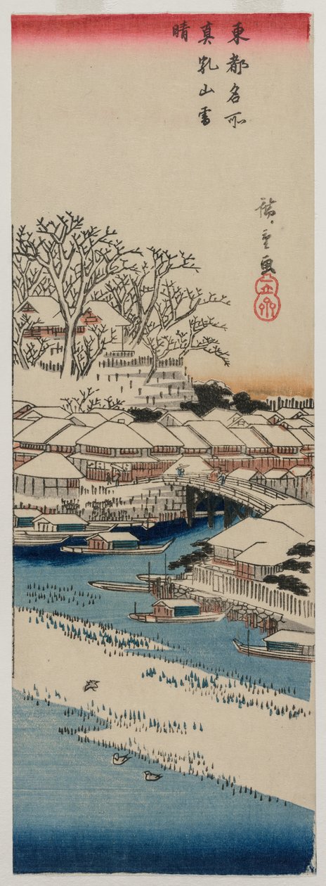 Clear Weather after Snow at Matsuchiyama, da série Famous Places in the Eastern Capital de Utagawa Hiroshige