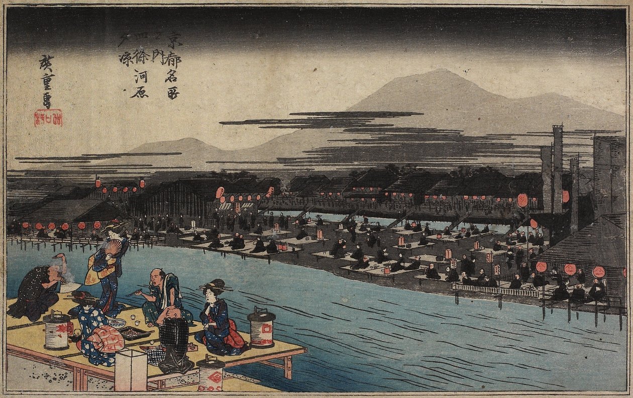Legal da noite no Shijo_ Riverbank, c. 1834 de Utagawa Hiroshige