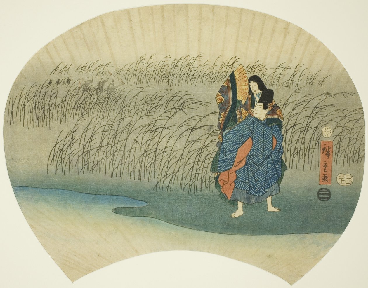 Casal fugindo, do episódio de Akutagawa nos Contos de Ise de Utagawa Hiroshige