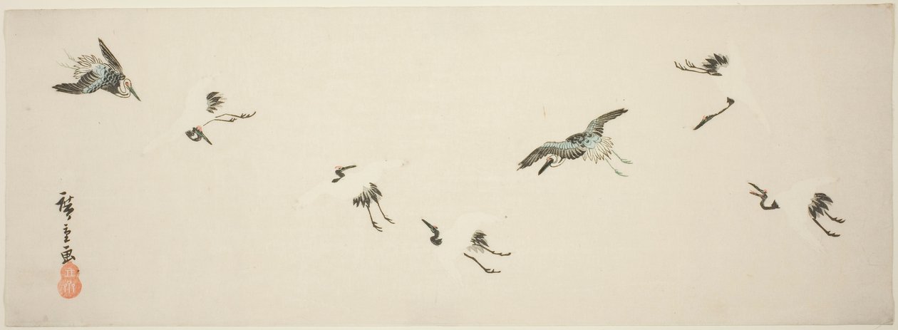 Guindastes em voo de Utagawa Hiroshige