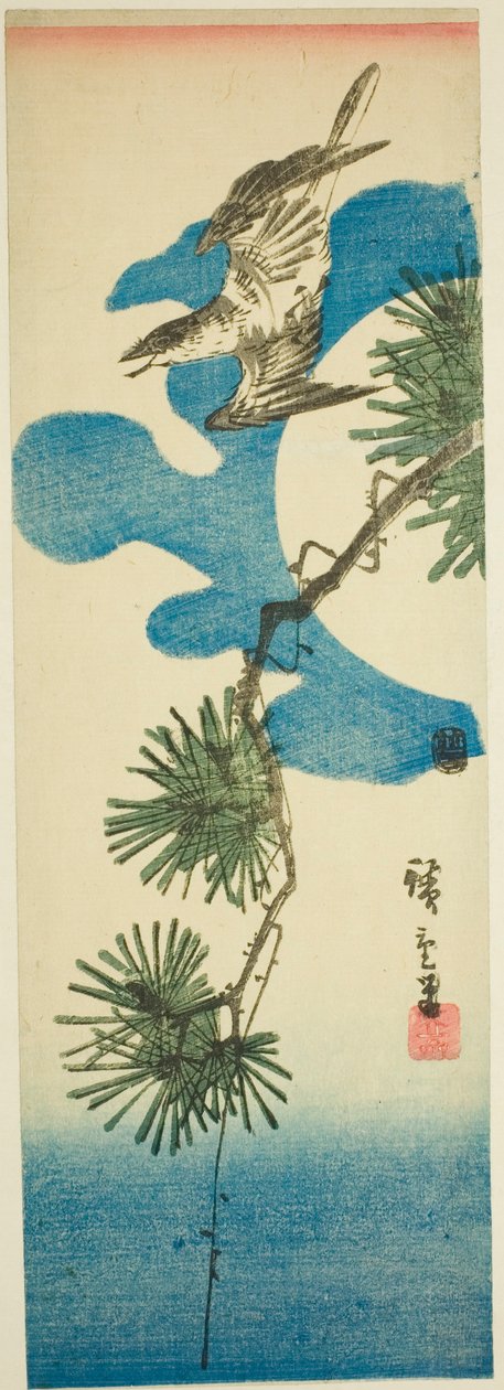 Cuco, Pine Brach e Lua Cheia de Utagawa Hiroshige