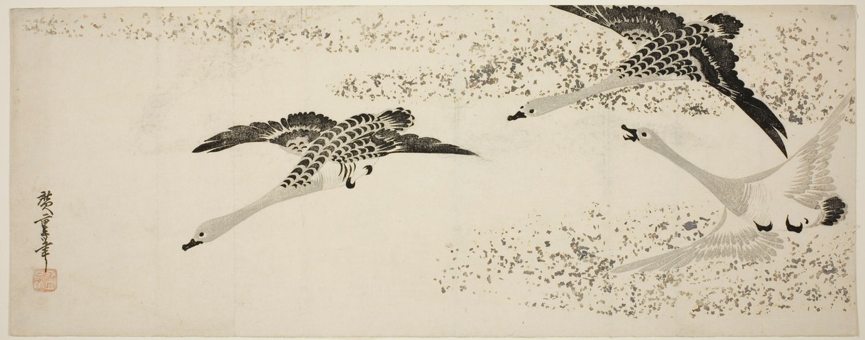 Gansos Descendentes de Utagawa Hiroshige