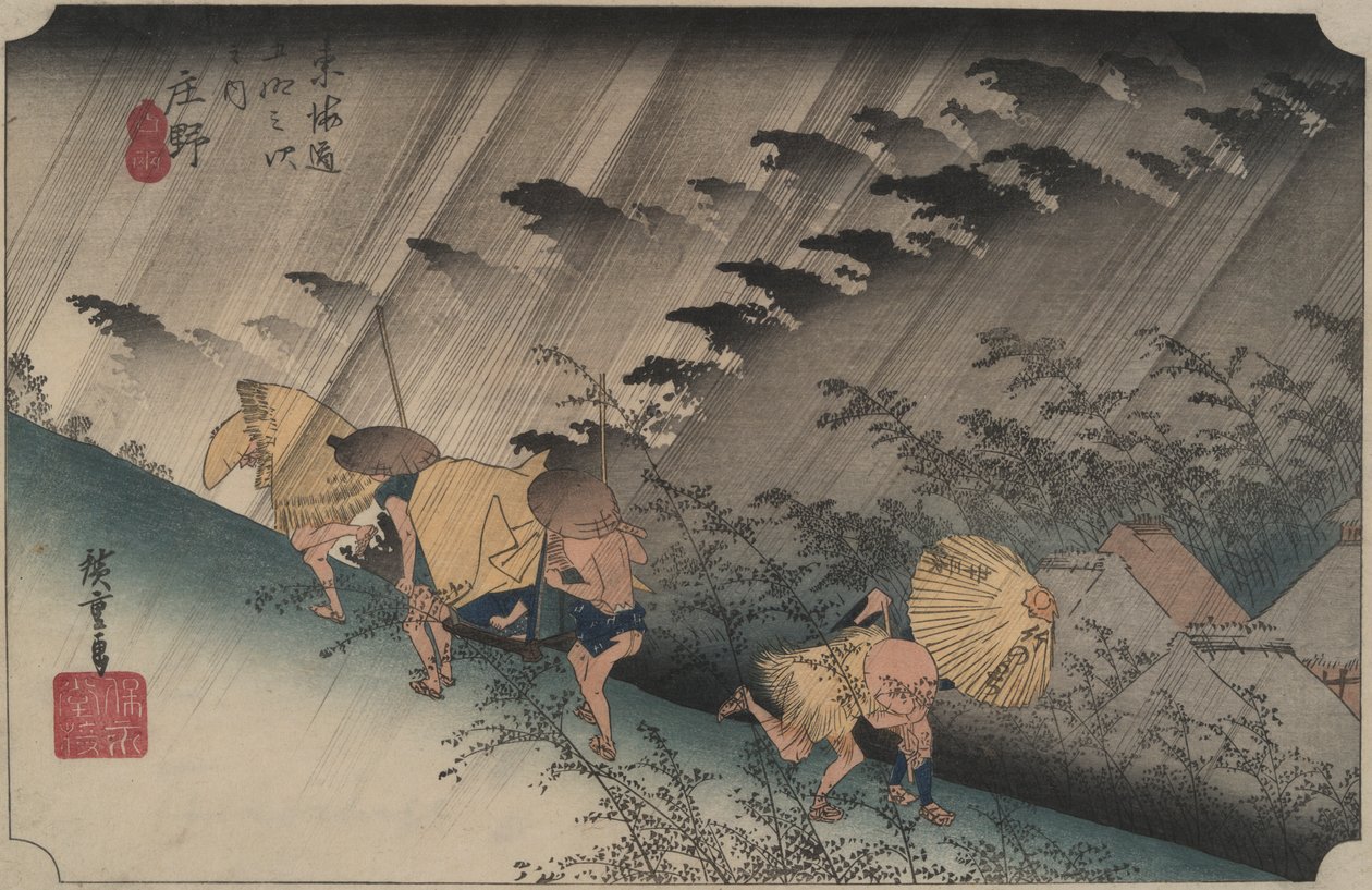 Chuva de Condução em Shono, da série Cinquenta e Três Estações do Tokaido de Utagawa Hiroshige