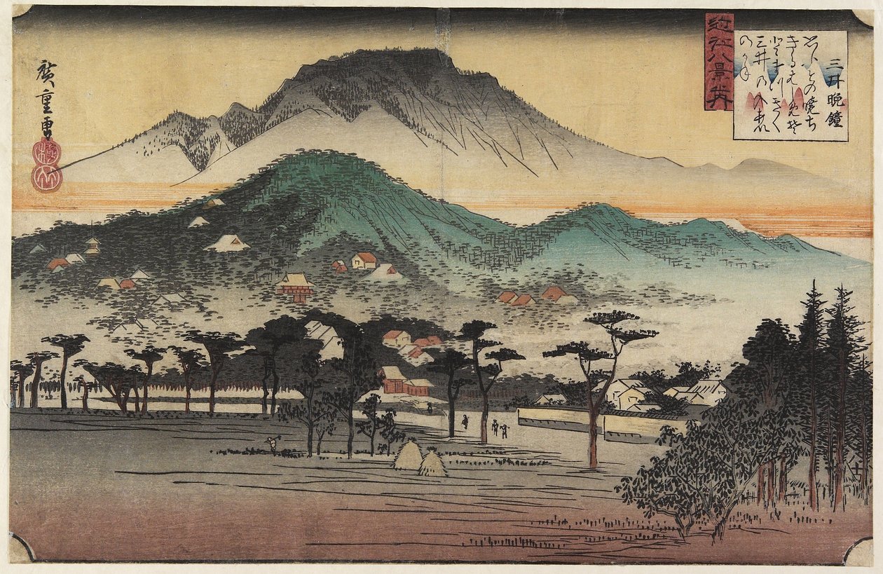 Bells da noite no templo de Miidera, c. 1834 de Utagawa Hiroshige