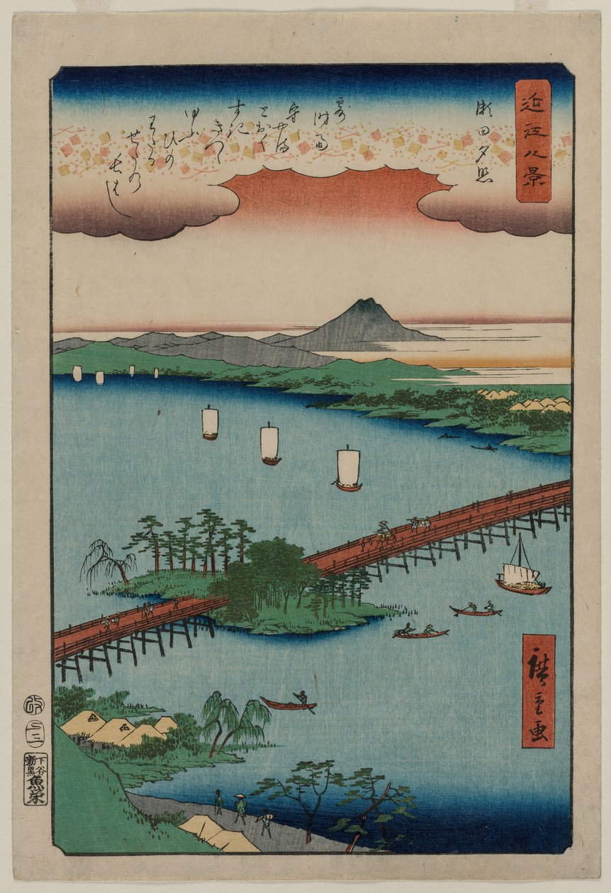 Evening Glow at Seta, da série Eight Views of Ōmi de Utagawa Hiroshige
