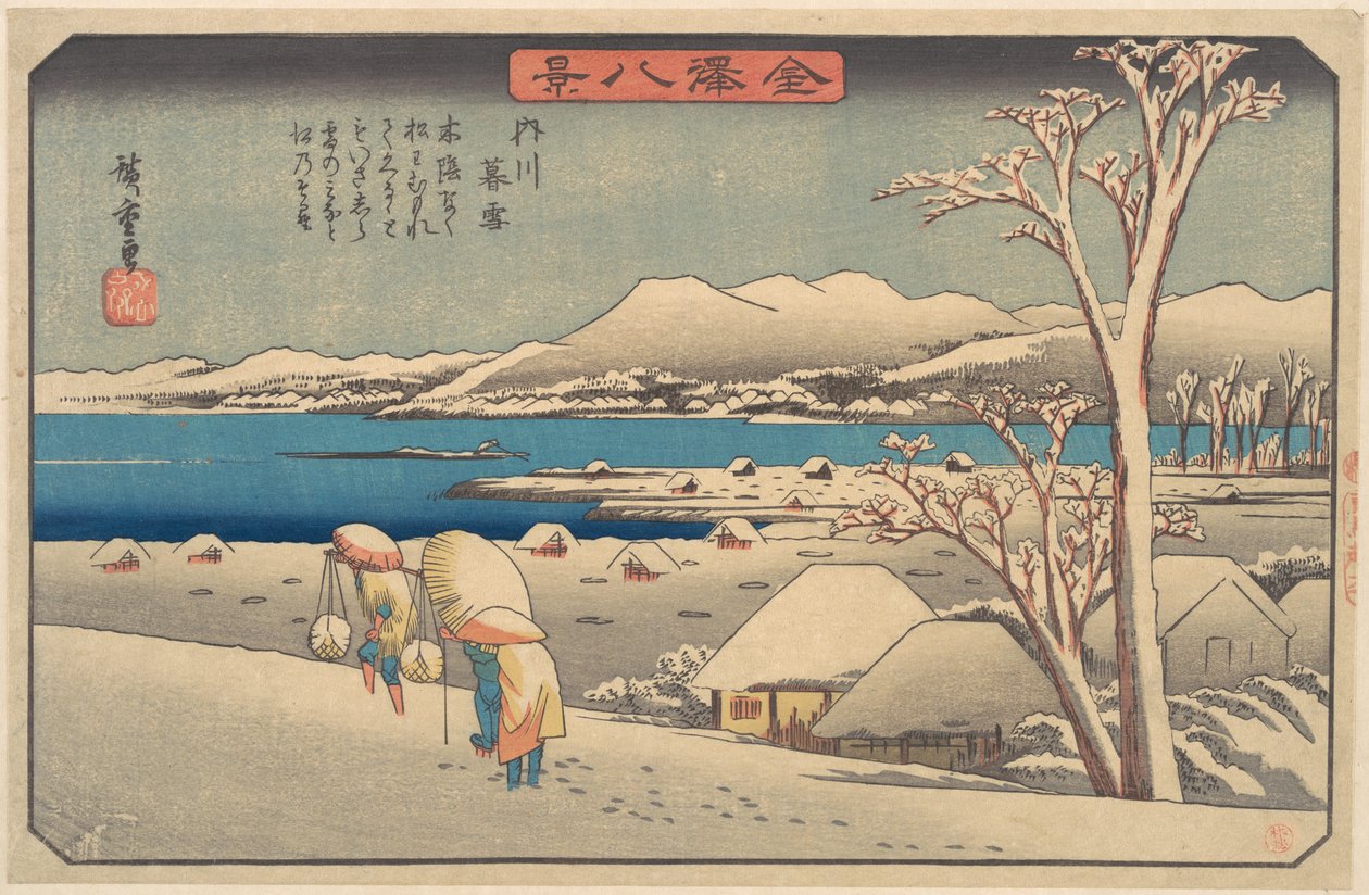 Neve ao entardecer em Uchikawa de Utagawa Hiroshige