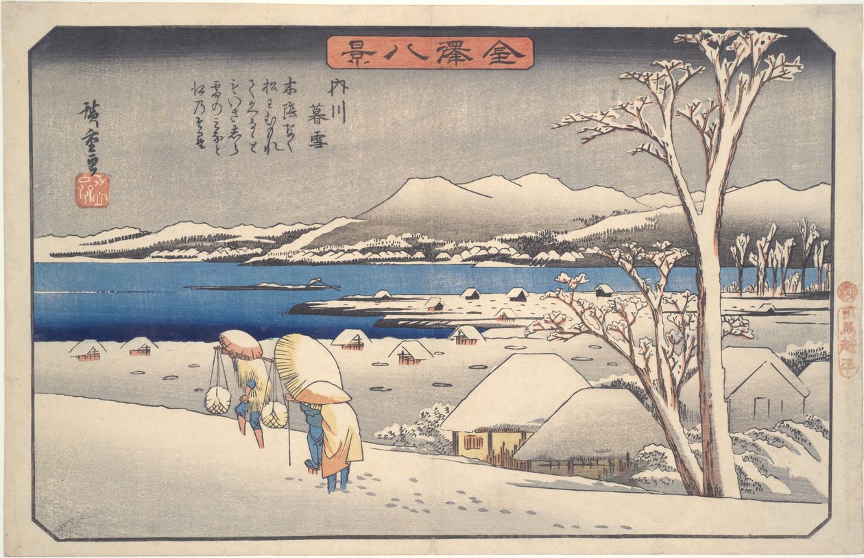 Neve ao entardecer em Uchikawa, da série Oito Vistas de Kanazawa de Utagawa Hiroshige