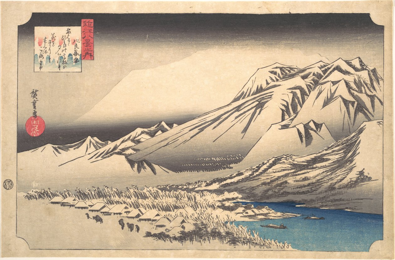 Neve ao anoitecer no Monte Hira de Utagawa Hiroshige