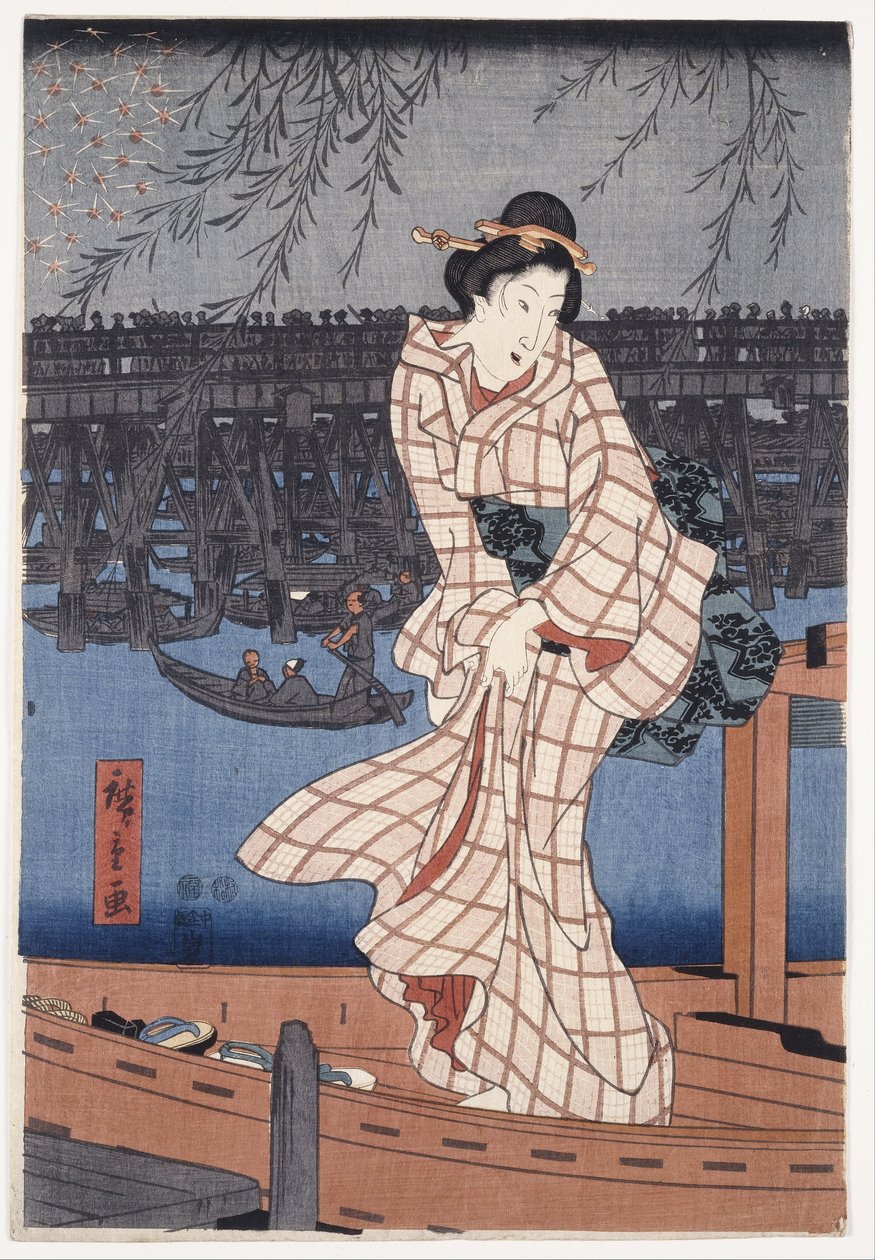 Anoitecer no rio Sumida de Utagawa Hiroshige