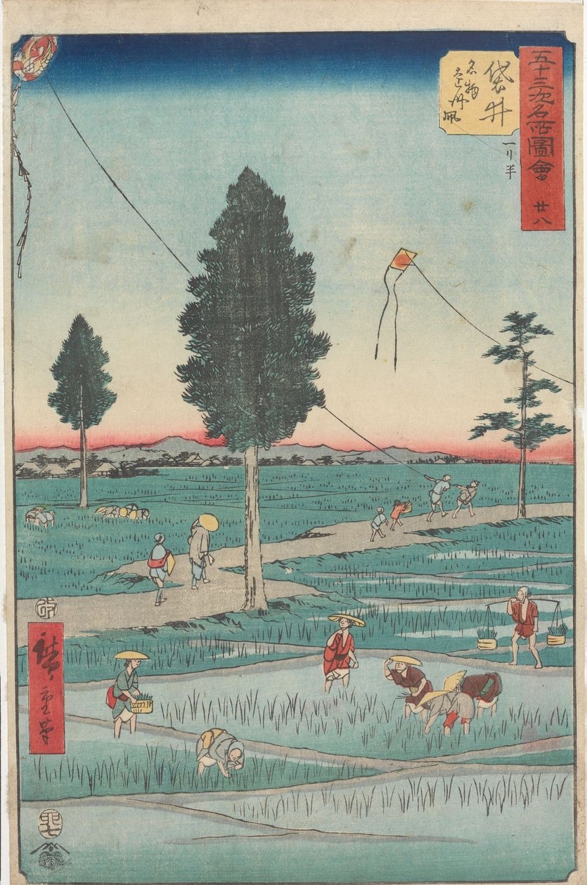 Pontos turísticos famosos das 53 estações de Utagawa Hiroshige