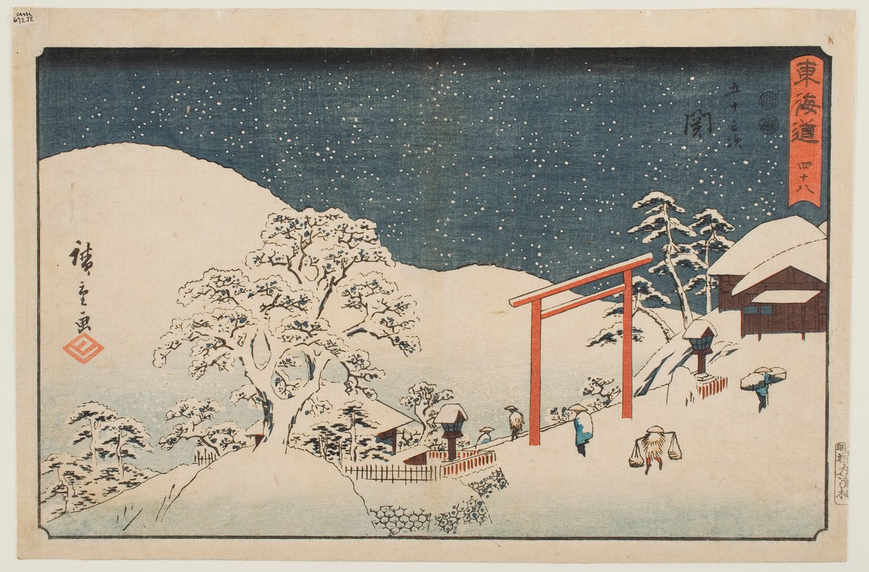 Quarenta e oito: Seki, da série «As cinquenta e três estações do Tōkaidō» de Utagawa Hiroshige