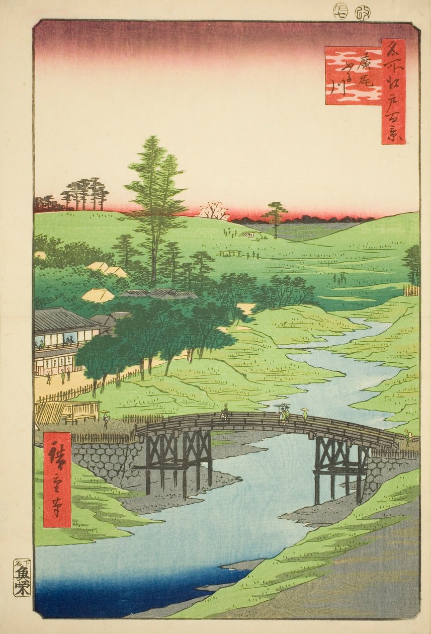 Rio Furukawa, Hiroo (Hiroo Furukawa), n.º 22 da série "Cem vistas famosas de Edo (Meisho Edo hyakkei)" de Utagawa Hiroshige
