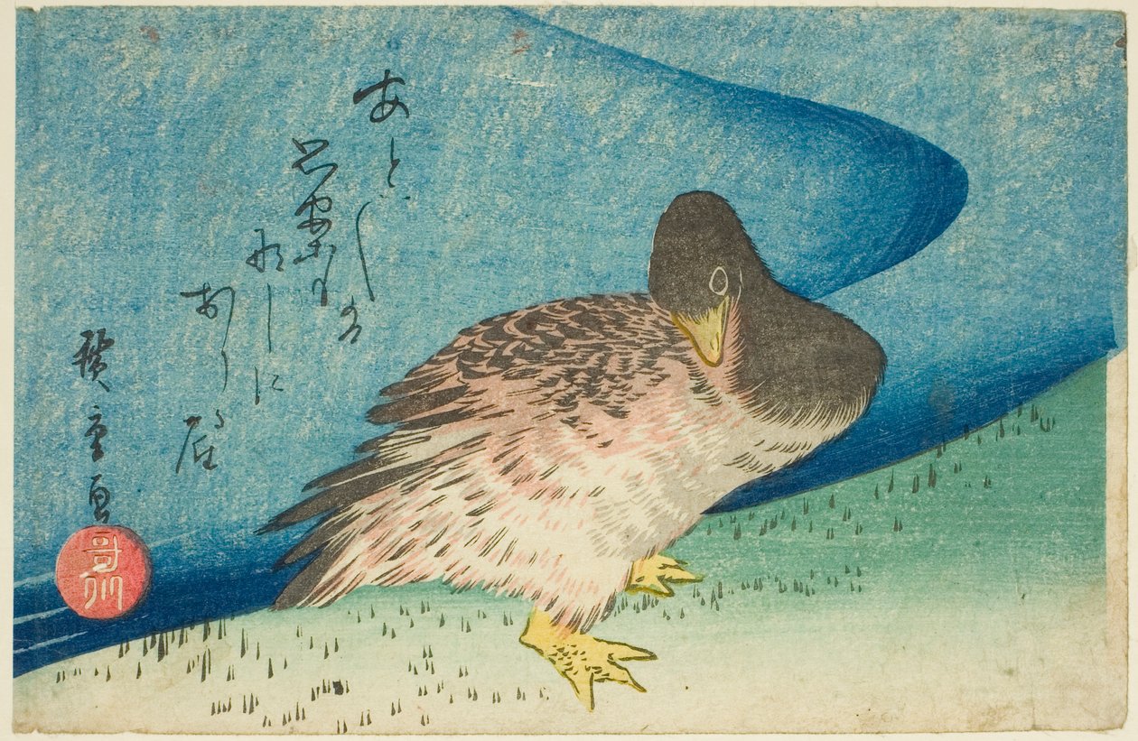 Ganso na margem do rio de Utagawa Hiroshige
