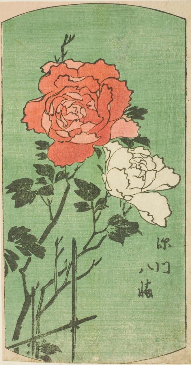 Santuário Hachiman em Fukagawa (Fukagawa Hachiman), seção de uma folha da série "Recorte de fotos de lugares famosos em Edo (Edo meisho harimaze zue)" de Utagawa Hiroshige