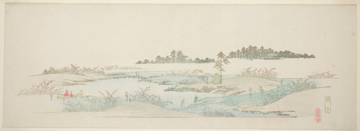 Templo Hagi (Hagidera), da série "Treze Vistas dos Arredores de Edo" de Utagawa Hiroshige
