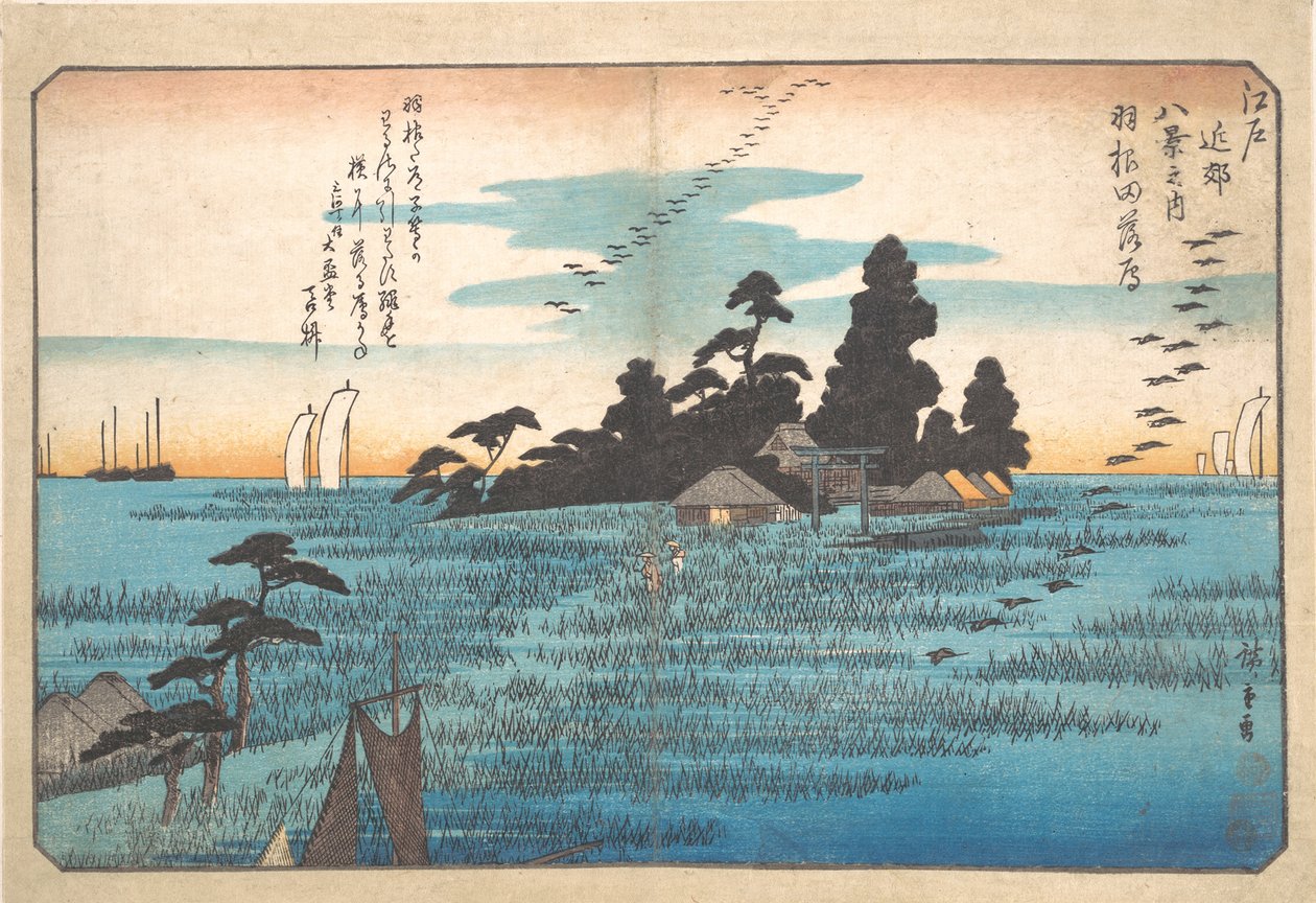 Gansos selvagens de regresso a Haneda de Utagawa Hiroshige