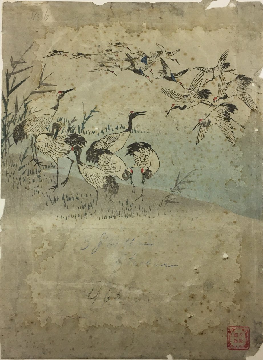 Garças entre ervas de Utagawa Hiroshige