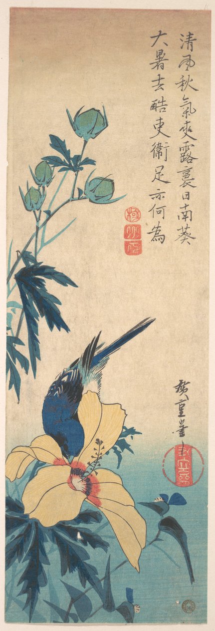 Hibisco e Pássaro Azul de Utagawa Hiroshige