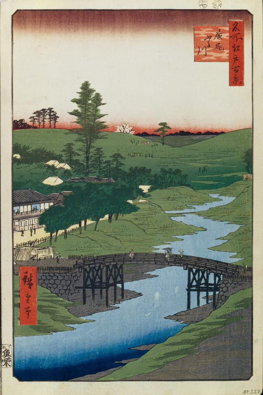 Hiroo no rio Furukawa Cem vistas famosas de Edo, 1856-1858 de Utagawa Hiroshige