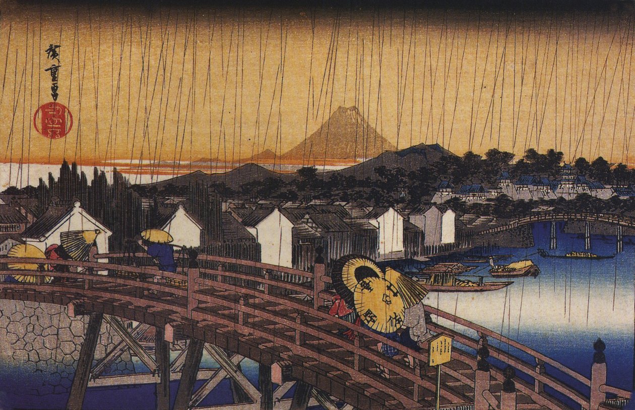 Hiroshige, Uma ponte à chuva de Utagawa Hiroshige