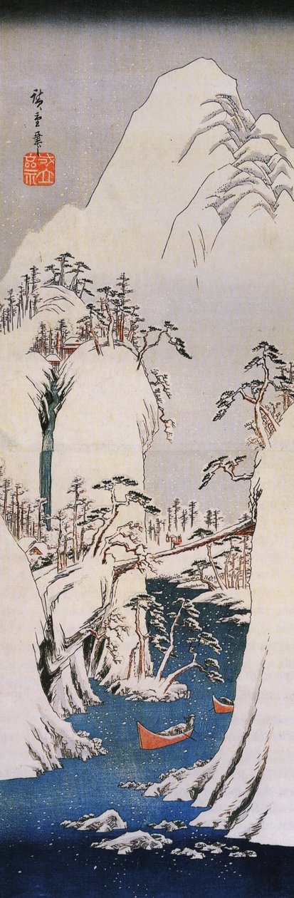 Hiroshige, Um desfiladeiro coberto de neve de Utagawa Hiroshige